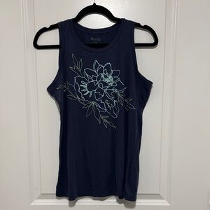 Columbia Women's Dark Blue Tank with Leafy Floral Design